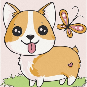 Картина за номерами ArtCraft Цуценя коргі 30x30 см (15541-AC) - Pampik