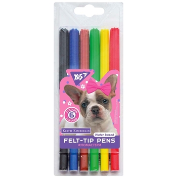 Фломастери Yes Keith Kimberlin, 6 кольорів (650510) - Pampik