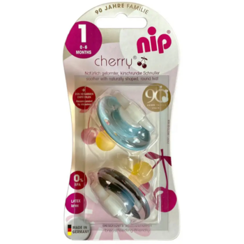 Пустышка Nip Вишенка Х, 0-6 мес., круглая, 2 шт., синий с темно синим (38688-51) - Pampik - 2