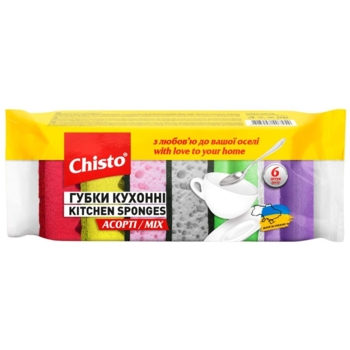 Губки кухонные ассорти Chisto, 6 шт. - Pampik