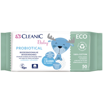 Вологі серветки Cleanic Baby Eco Probiotical 50 шт. - Pampik