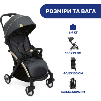 Прогулянкова коляска Chicco Goody Plus City Map Re-Lux сіра (79877.57) - Pampik - 4