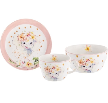 Столовый набор Lefard Слоник, детский, белый с розовым (924-719) - Pampik