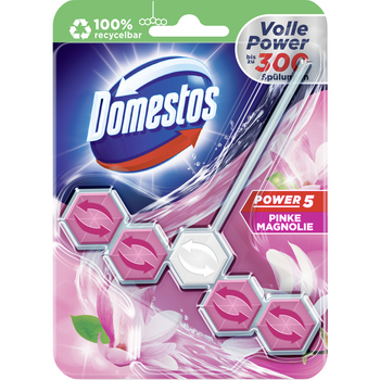 Блок для очищення унітаза Domestos Power 5 Ледяная магнолия, 55 г - Pampik