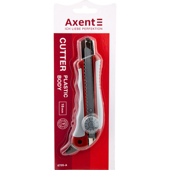 Нож канцелярский Axent с винтовым фиксатором красный (6705-A) - Pampik