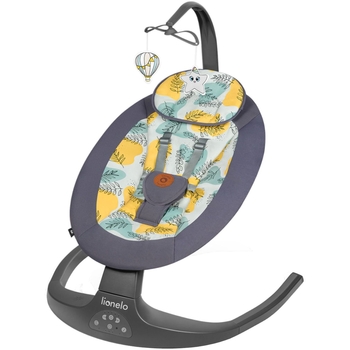 Шезлонг-гойдалка Lionelo Ralf Grey Concrete з ігровою дугою, сірий з жовтим - Pampik