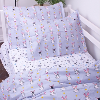 Пододеяльник на молнии MirSon Kids Time 17-0527 Bunnies, бязь, 210х143 см, серый - Pampik - 2