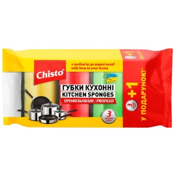 Губки кухонные профилированные Chisto, 3+1 шт. - Pampik