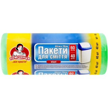 Пакети для сміття Помічниця міцні, 60 л, 40 шт. - Pampik