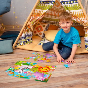 Пазли Roter Kafer Зоопарк 2 в 1 у тубусі, 59 елементів (RK1080-02) - Pampik - 4