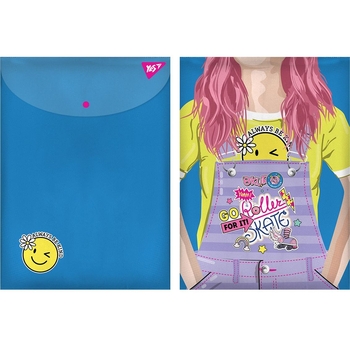 Папка-конверт Yes Smiley Girl, A4, с кнопкой (491882) - Pampik