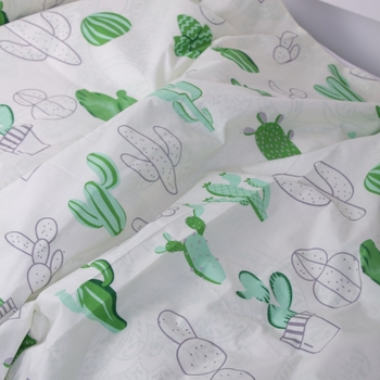 Пододеяльник на молнии MirSon Kids Time 19-2508 Sabbia, бязь, 210х143 см, белый с зеленым - Pampik - 2