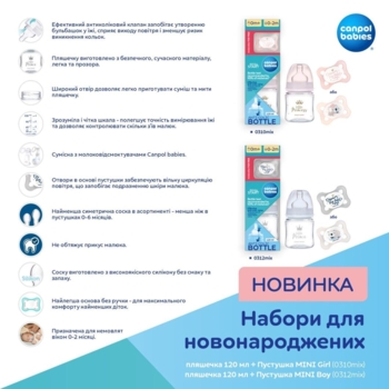 Набір для новонароджених Canpol babies Пляшечка, 120 мл + Пустушка Mini Girl (0310mix) - Pampik - 5