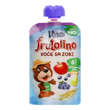 Пюре фруктово-ягідне Lino Груша, яблуко, чорниця та вівсянка, 100 г - Pampik