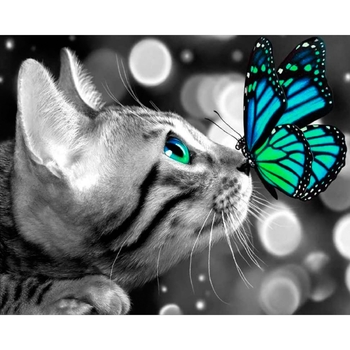 Алмазна мозаїка Santi Котик з метеликом, 40х50 см (954333) - Pampik