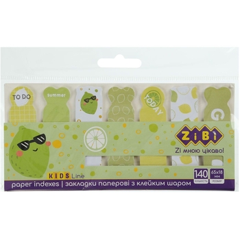 Закладки паперові ZiBi Kids Line Lime із клейким шаром 65x18 мм 140 шт. (ZB.15104) - Pampik