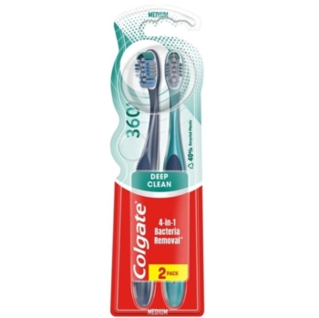 Зубная щетка Colgate 360 Суперчистота всей полости рта, голубая с зеленым, 2 шт. - Pampik