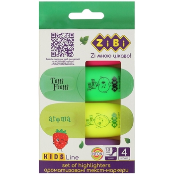 Набор текст-маркеров ZiBi Tutti - Frutti Kids Line 4 шт. (ZB.2702) - Pampik