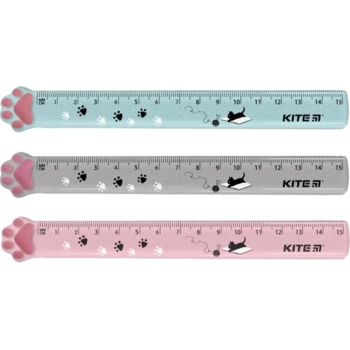 Лінійка Kite Paws пластикова з глітером 15 см 1 шт. в асортименті (K23-020) - Pampik