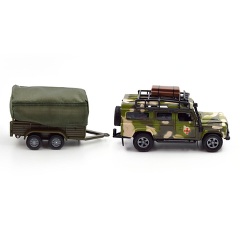 Игровой набор TechnoDrive Land Rover Defender Military с прицепом (520027.270) - Pampik - 6