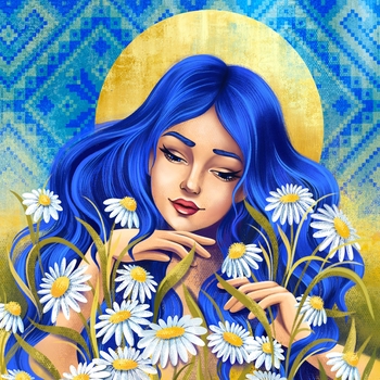 Алмазная мозаика Santi Украинка с ромашками, 40х40 см (954386) - Pampik