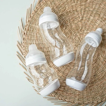 Скляна антиколікова пляшечка Difrax S-bottle Wide Blue з силіконовою соскою 310 мл (737FE Blue) - Pampik - 7