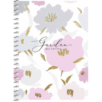 Блокнот для записей Student, А6, в клеточку, спираль, 80 л., Серые и розовые цветы (A6-SC-080-6088K) - Pampik