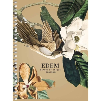 Блокнот для записей Student, В6, в клеточку, спираль, 80 л., Edem Цветок и птица (B6-SC-080-6104K) - Pampik