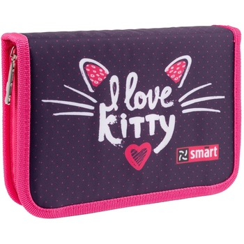 Пенал жесткий Smart HP-04 I love kitty, 13х21х4 см, фиолетовый (533281) - Pampik