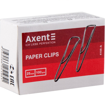 Скріпки Axent трикутні з загином нікельовані 25 мм 100 шт. (4105-A) - Pampik