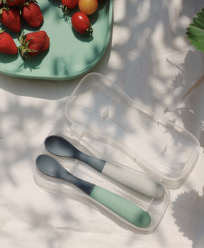 Набір силіконових ложок Beaba зелений/сірий, 2 шт. (913574) - Pampik - 4