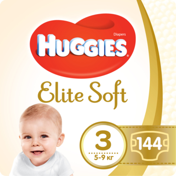 Уцінка. Підгузки Huggies Elite Soft 3 (5-9 кг), 144 шт. - Pampik