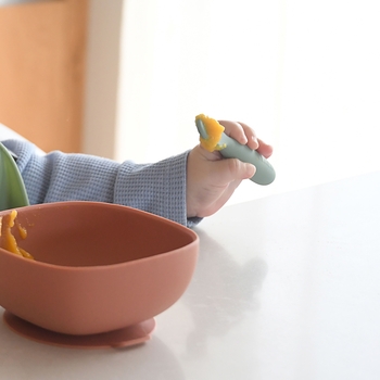 Набор силиконовых ложек Beaba BLW, 4+, 2 шт., зеленый с серым (913578) - Pampik - 7