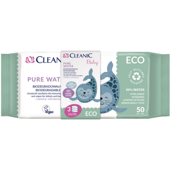 Вологі серветки Cleanic Baby Eco Pure Water 3х50 шт. - Pampik