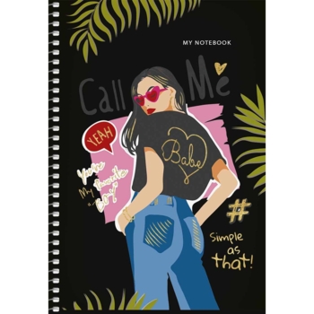 Зошит для записів Student Дівчина, А5, в клітинку, спіраль, 80 аркушів (A5-SC-080-6077K) - Pampik