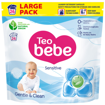Капсули для прання дитячої білизни Teo Bebe Cotton Soft Caps Sensitive 26 шт. - Pampik