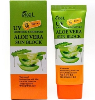 Солнцезащитный крем Ekel UV Aloe Ampule с алоэ, 70 мл - Pampik