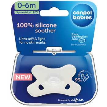 Силиконовая симметричная пустышка Canpol babies, 0-6 месяцев, белый (24/001_whi) - Pampik