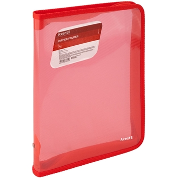 Папка об'ємна на блискавці Axent B5 прозора червона (1802-24-A) - Pampik