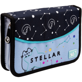 Пенал жесткий Yes HP-02 Pusheen, 13х21х3 см, черный с голубым (533110) - Pampik