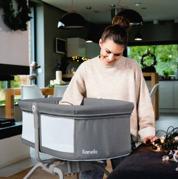 Ліжечко приставне Lionelo Malin Grey Stone, сіре (LO-MALIN GREY STONE) - Pampik - 4