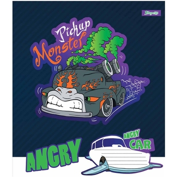 Тетрадь общая 1 Вересня Angry Car, А5, в косую линию, 12 листов (766297) - Pampik