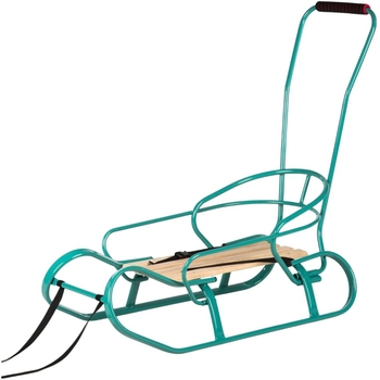 Санки Vitan Експрес зі спинкою та ручкою бірюзові (7316) - Pampik