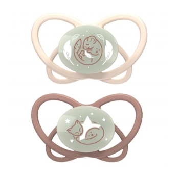 Пустышка силиконовая Nip Моя бабочка Ночь, 5-18 мес., 2 шт., бежевый (38653-51) - Pampik