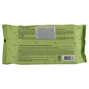 Серветки для обличчя Tony Moly The Chok Chok Green Tea Cleansing Tissue Очищення без змивання із зеленим чаєм 100 шт. - Pampik - 2