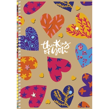 Тетрадь для записей Student А5, без линовки, спираль, 96 л., Сердечки (A5-SC-096-6114) - Pampik