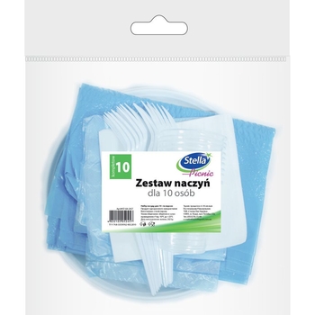 Набір одноразового посуду Stella, зі скатертиною, 10 персон - Pampik