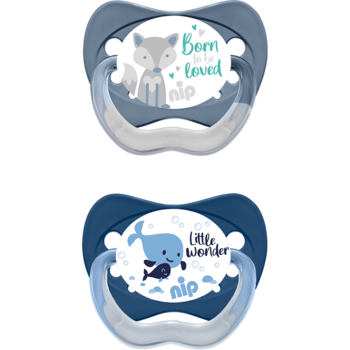 Пустушка Nip Моя сім'я №2, Х, 5-18 міс., Кит та Вовк, 2 шт. (38679-51) - Pampik