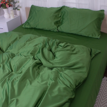 Пододеяльник на молнии MirSon Salad 23-0010, искусственный шелк, 110х140 см, зеленый - Pampik - 2