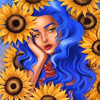 Алмазная мозаика Santi Украинка с подсолнечниками, 40х40 см (954403) - Pampik